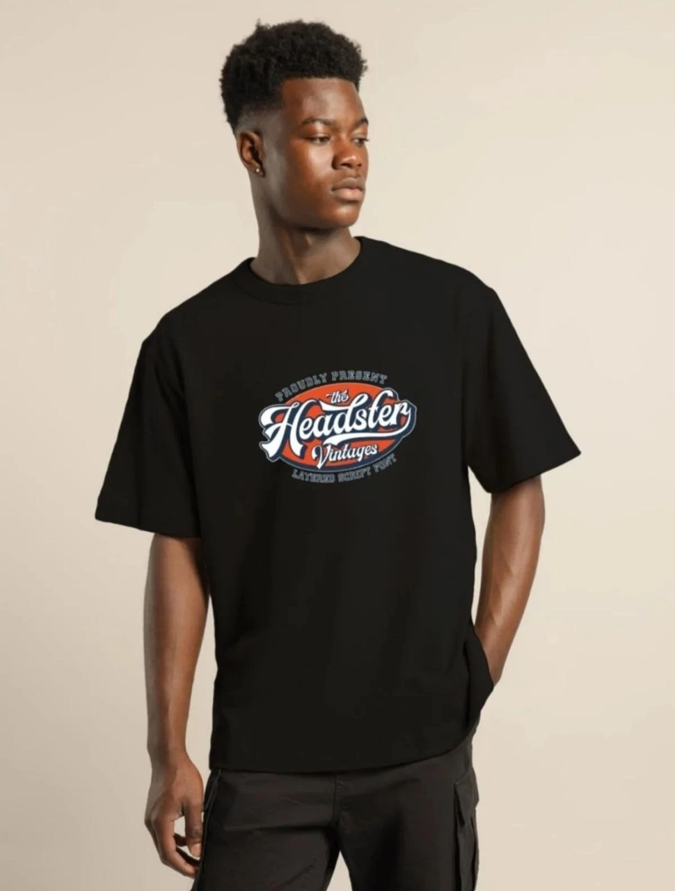 ERKEK Baskılı Oversize T-Shirt - Siyah