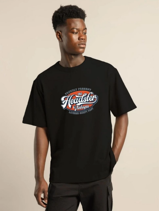 ERKEK Baskılı Oversize T-Shirt - Siyah