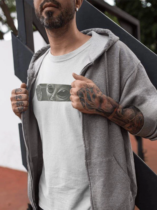 ERKEK Bisiklet Yaka Baskılı kısa kol  T-Shirt - Beyaz