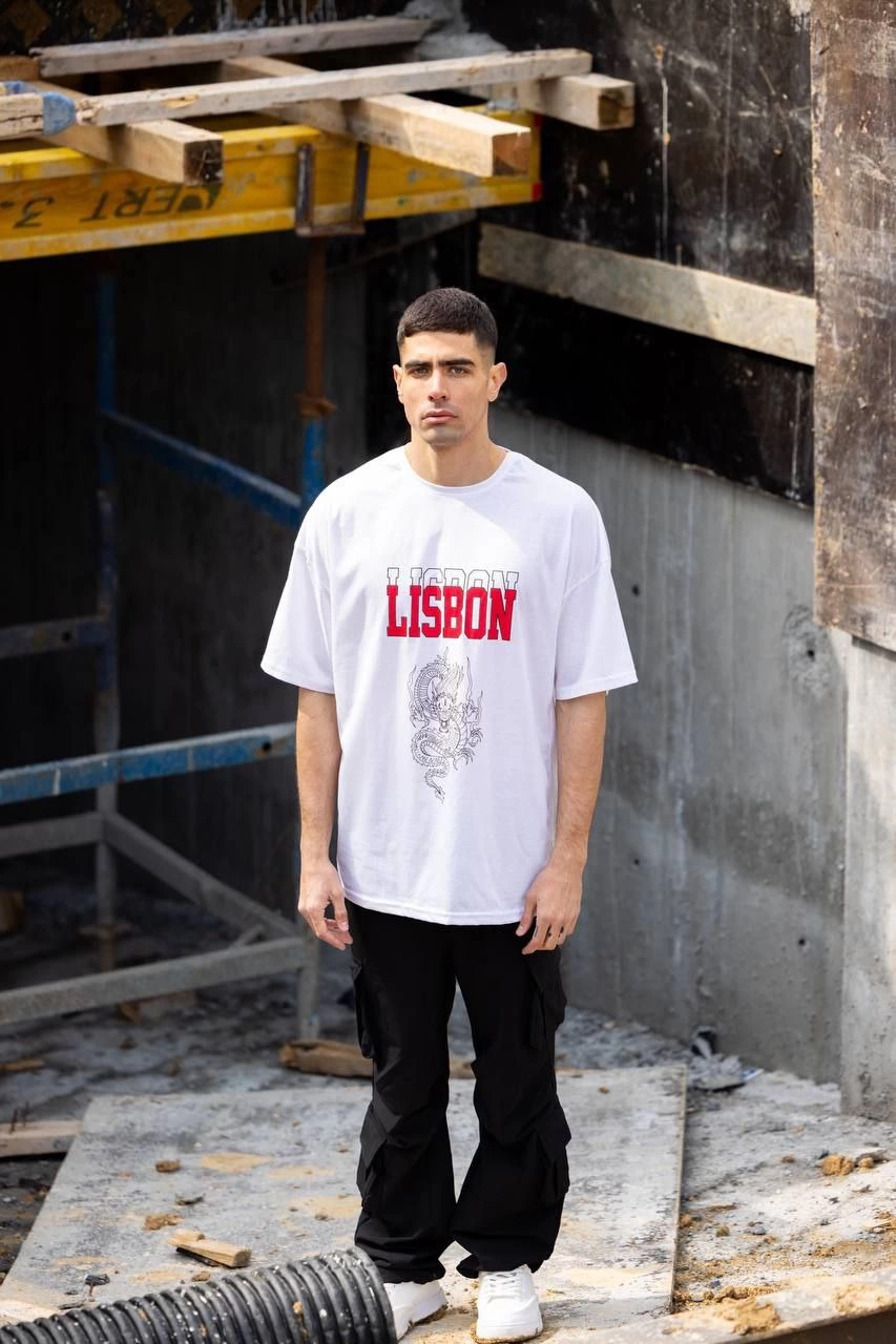 Erkek Baskılı T-Shirt Kısa Kol Bisiklet Yaka Regular Fit Rahat Kalıp Günlük Tişört - Beyaz