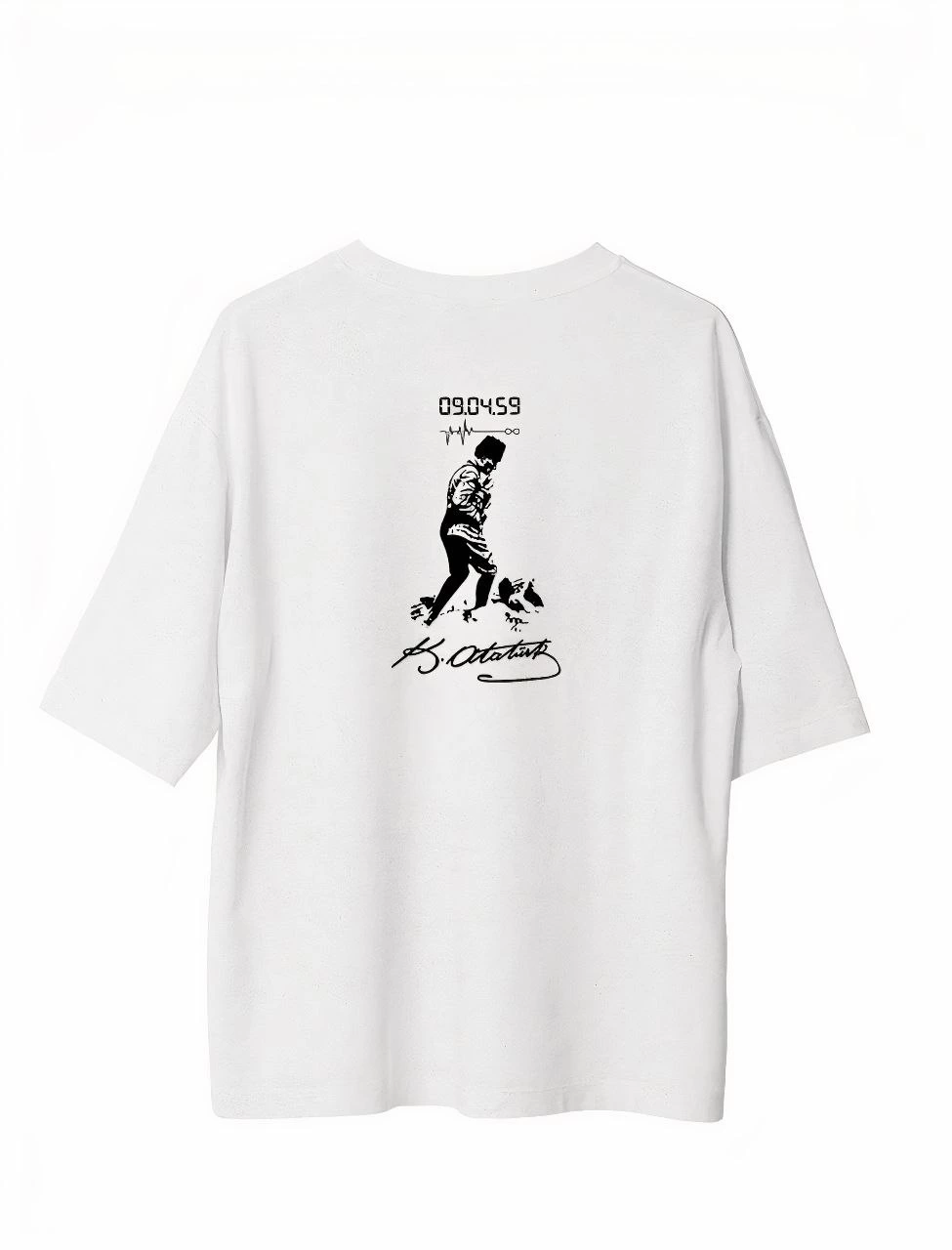 Erkek Baskılı T-Shirt Kısa Kol Bisiklet Yaka Regular Fit Rahat Kalıp Günlük Tişört - Beyaz