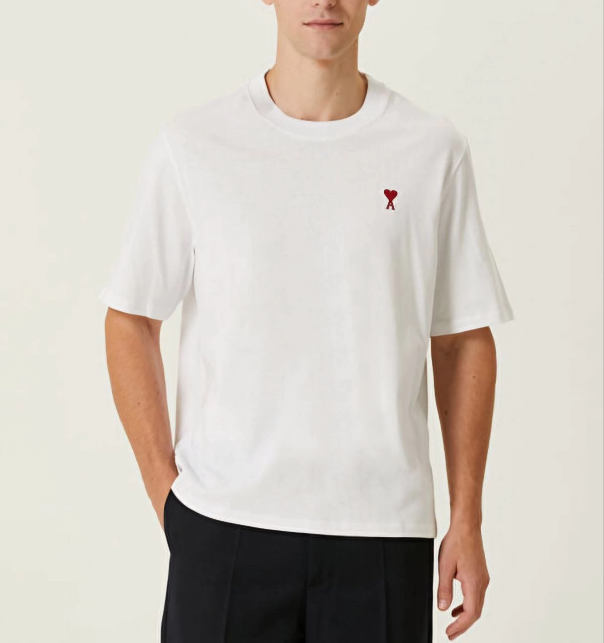 ERKEK Bisiklet Yaka Baskılı Oversize Kısa kol T-Shirt - Beyaz