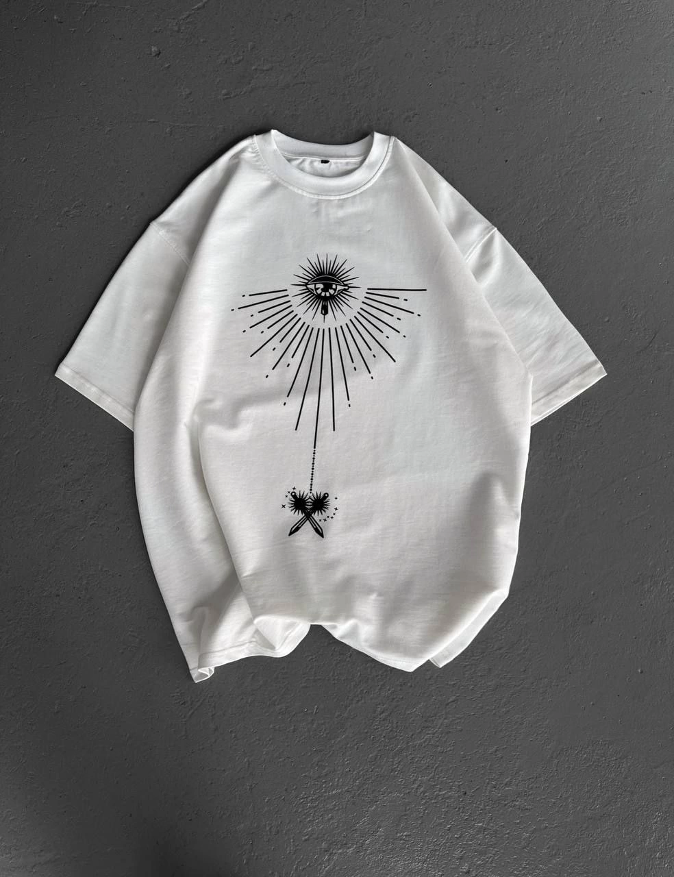 ERKEK  Bisiklet Yaka Baskılı  Kısa kol T-Shirt - Beyaz