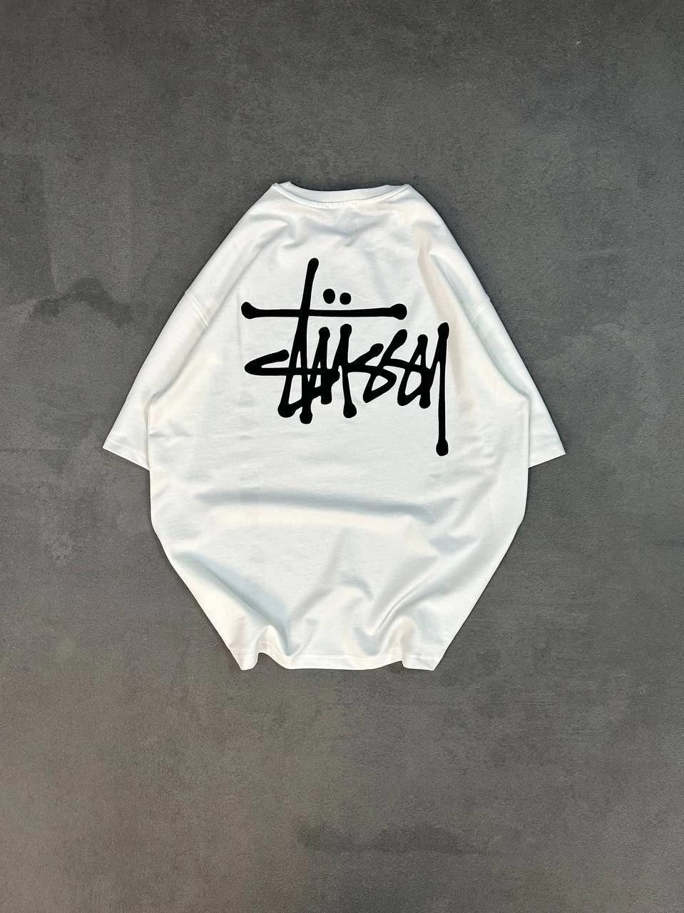 Bisiklet Yaka Baskılı Oversize  Kısa kol T-Shirt - Beyaz