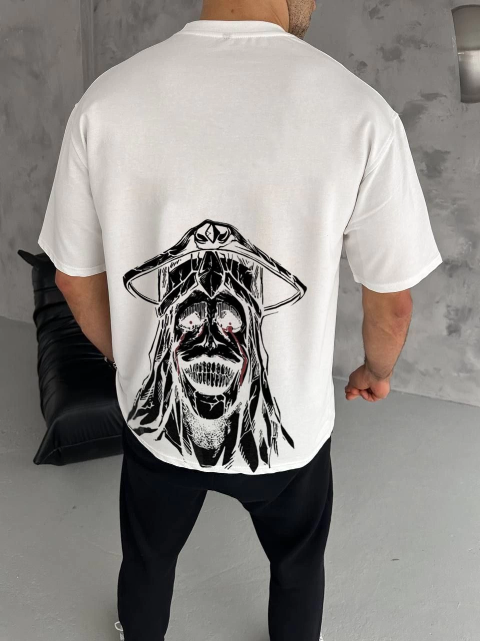Erkek Baskılı T-Shirt Kısa Kol Bisiklet Yaka Regular Fit Rahat Kalıp Günlük Tişört - Beyaz