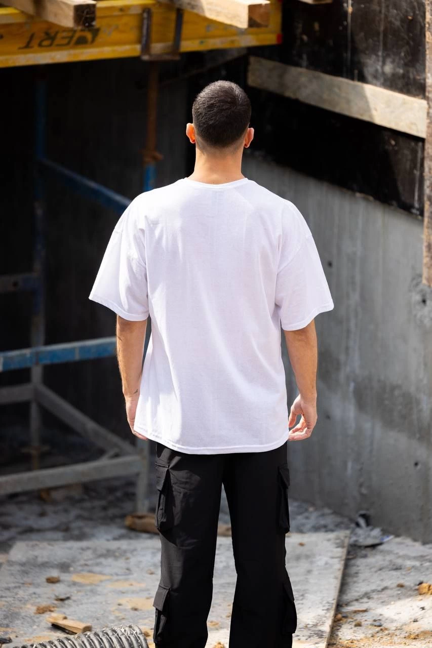 Erkek Baskılı T-Shirt Kısa Kol Bisiklet Yaka Regular Fit Rahat Kalıp Günlük Tişört - Beyaz