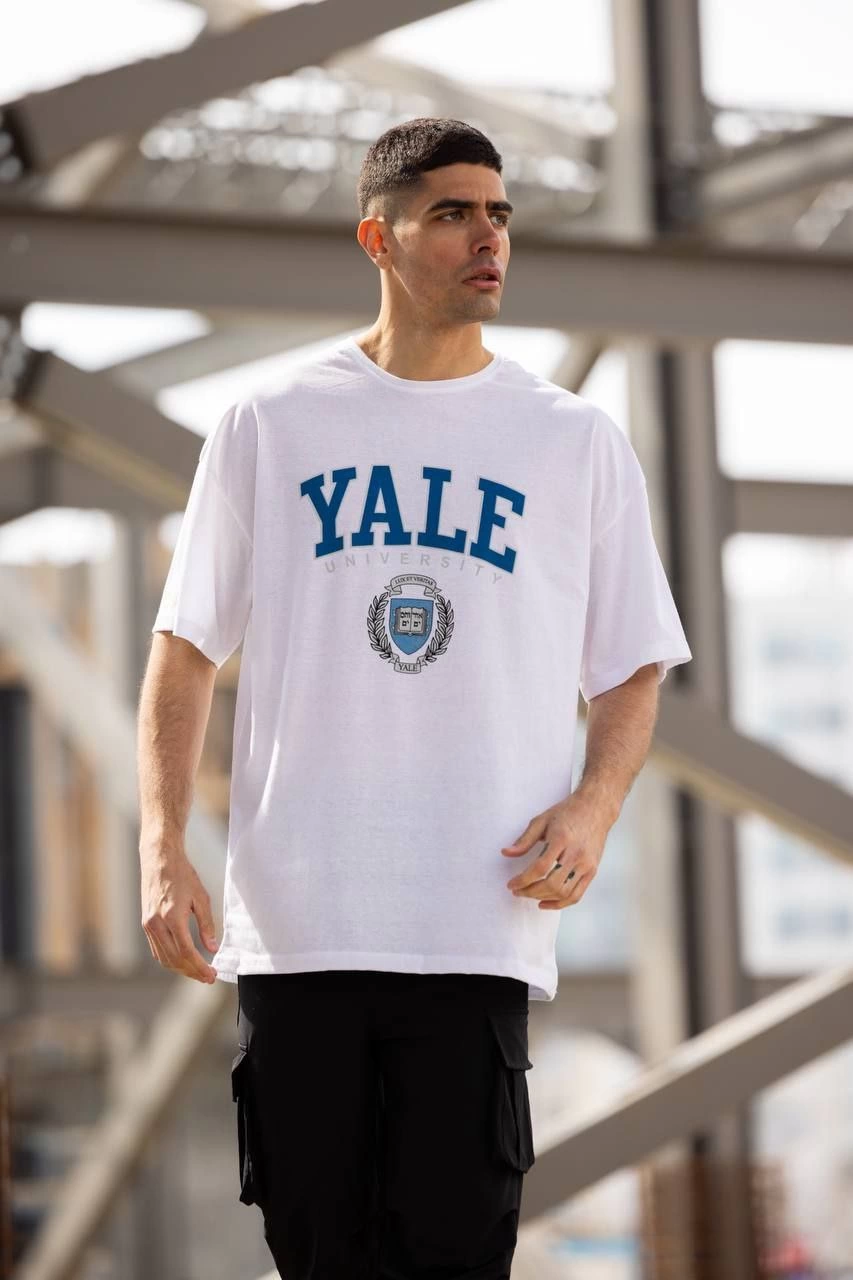 Erkek Baskılı T-Shirt Kısa Kol Bisiklet Yaka Regular Fit Rahat Kalıp Günlük Tişört - Beyaz