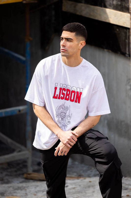Erkek Baskılı T-Shirt Kısa Kol Bisiklet Yaka Regular Fit Rahat Kalıp Günlük Tişört - Beyaz