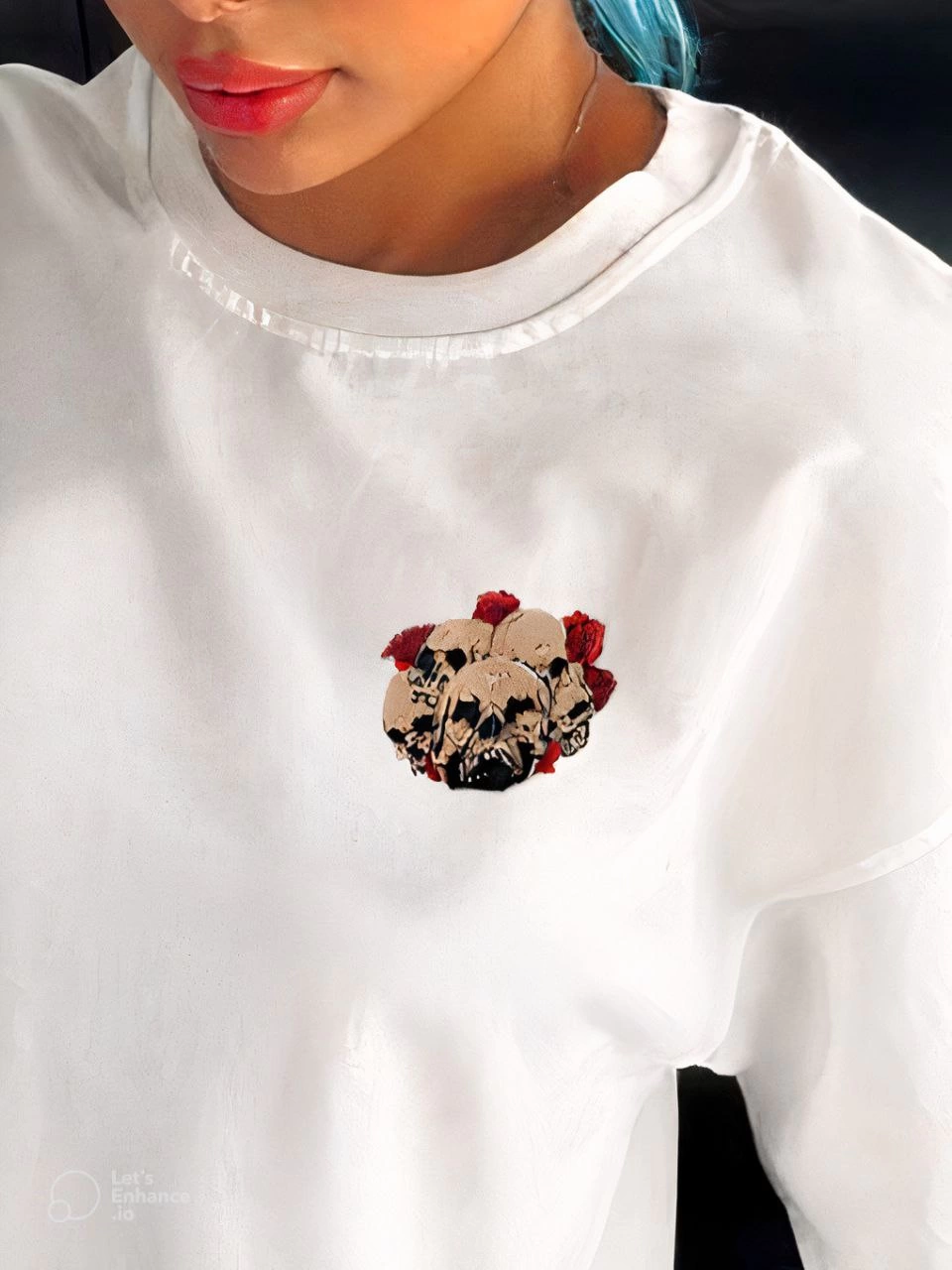 Kadın Baskılı T-Shirt Kısa Kol Bisiklet Yaka Oversize Rahat Kalıp Günlük Tişört   - Beyaz