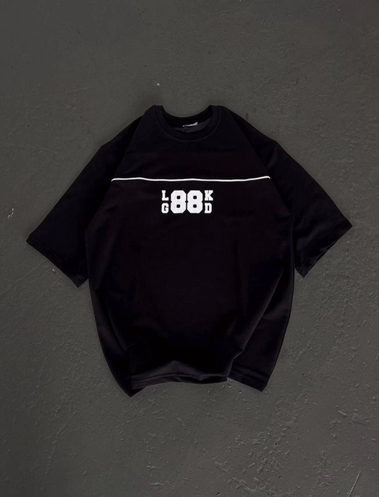 Kadın Baskılı T-Shirt Kısa Kol Bisiklet Yaka Oversize Rahat Kalıp Günlük Tişört   - Siyah
