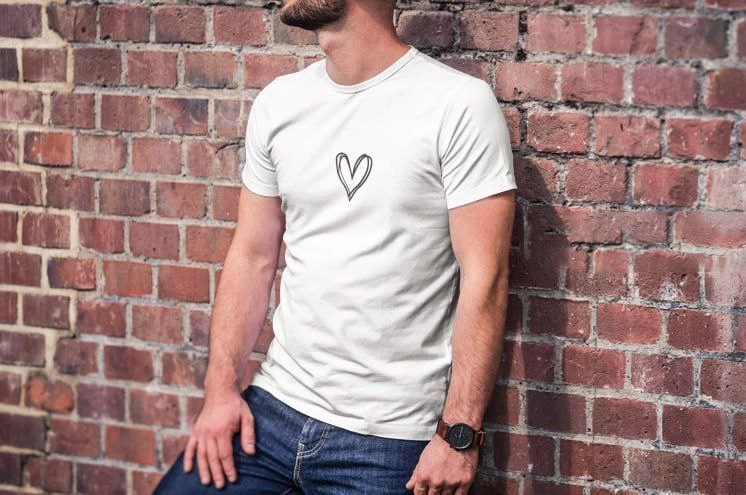 ERKEK Bisiklet Yaka Baskılı kısa kol T-Shirt - Beyaz