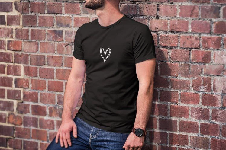 Erkek Bisiklet Yaka Baskılı Kısa kol T-Shirt - Siyah