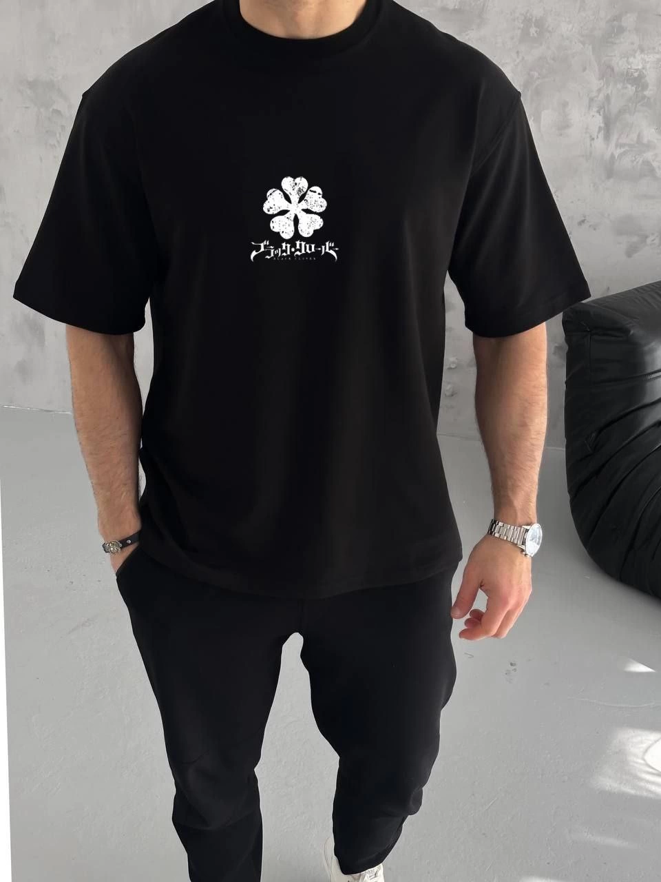 Erkek Baskılı T-Shirt Kısa Kol Bisiklet Yaka Regular Fit Rahat Kalıp Günlük Tişört - Siyah