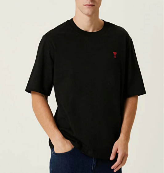 ERKEK Bisiklet Yaka Baskılı Oversize  Kısa Kol T-Shirt - Siyah