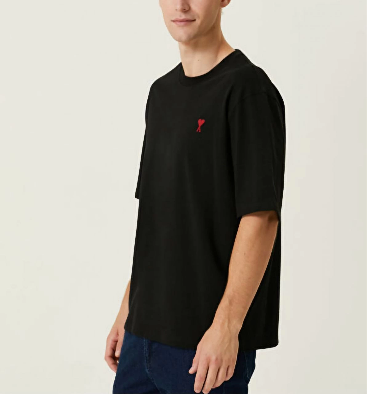 ERKEK Bisiklet Yaka Baskılı Oversize  Kısa Kol T-Shirt - Siyah