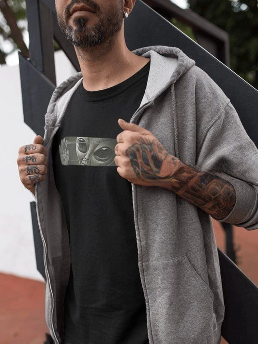 ERKEK Bisiklet Yaka Baskılı Kısa kol T-Shirt - Siyah