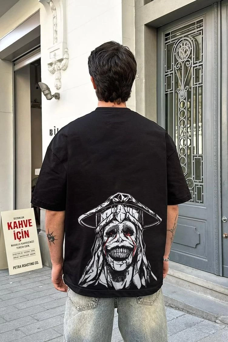 Erkek Baskılı T-Shirt Kısa Kol Bisiklet Yaka Regular Fit Rahat Kalıp Günlük Tişört - Siyah