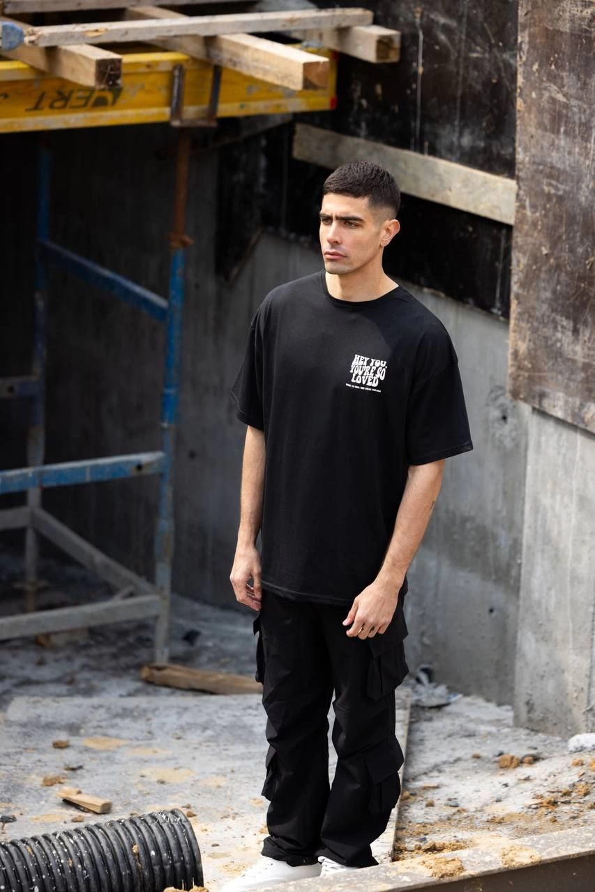 Erkek Baskılı T-Shirt Kısa Kol Bisiklet Yaka Regular Fit Rahat Kalıp Günlük Tişört - Siyah