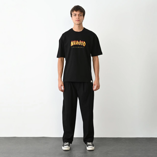 Erkek Baskılı T-Shirt Kısa Kol Bisiklet Yaka Regular Fit Rahat Kalıp Günlük Tişört - Siyah
