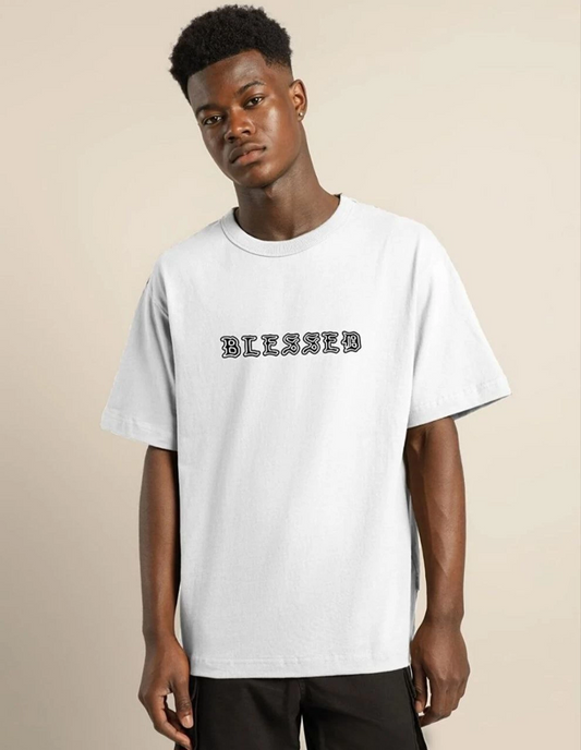 ERKEK Bisiklet Yaka Oversize Baskılı T-Shirt - Beyaz