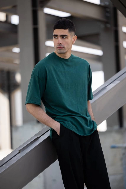 Erkek Düz T-Shirt Kısa Kol Bisiklet Yaka Regular Fit Rahat Kalıp Günlük Tişört - Haki