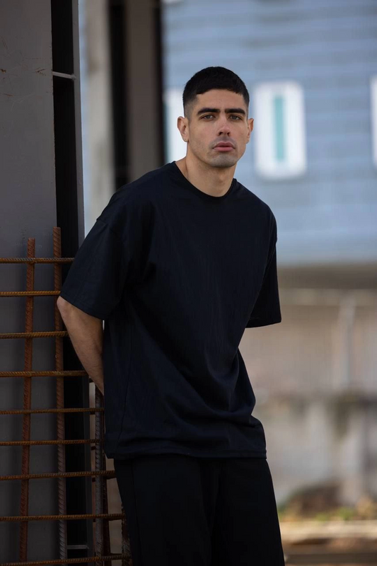Erkek Düz T-Shirt Kısa Kol Bisiklet Yaka Regular Fit Rahat Kalıp Günlük Tişört - Siyah