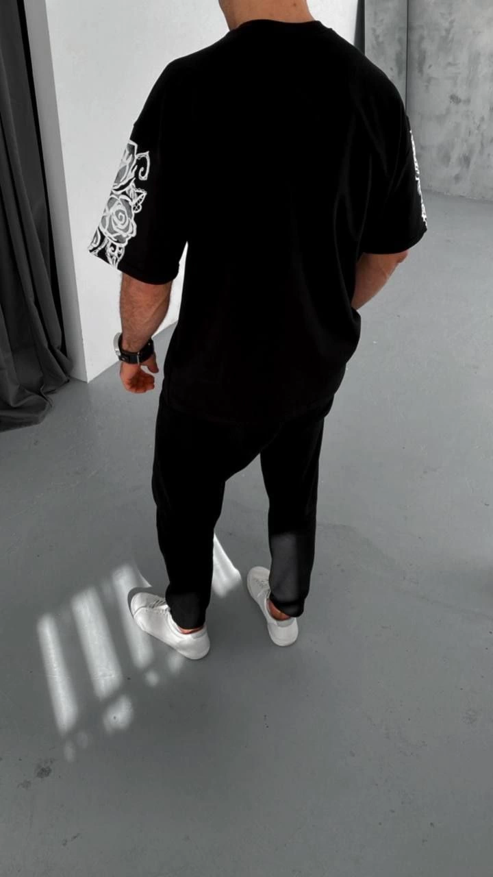 ERKEK Baskılı  Kısa kol T-Shirt - Siyah