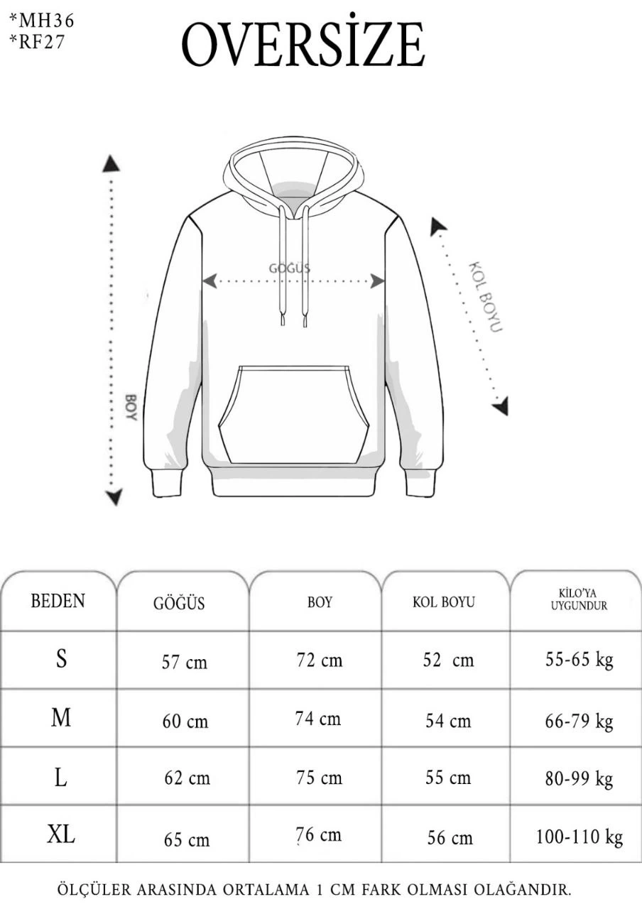 Erkek Oversize Kapşonlu Nakışlı SweatShirt - Siyah
