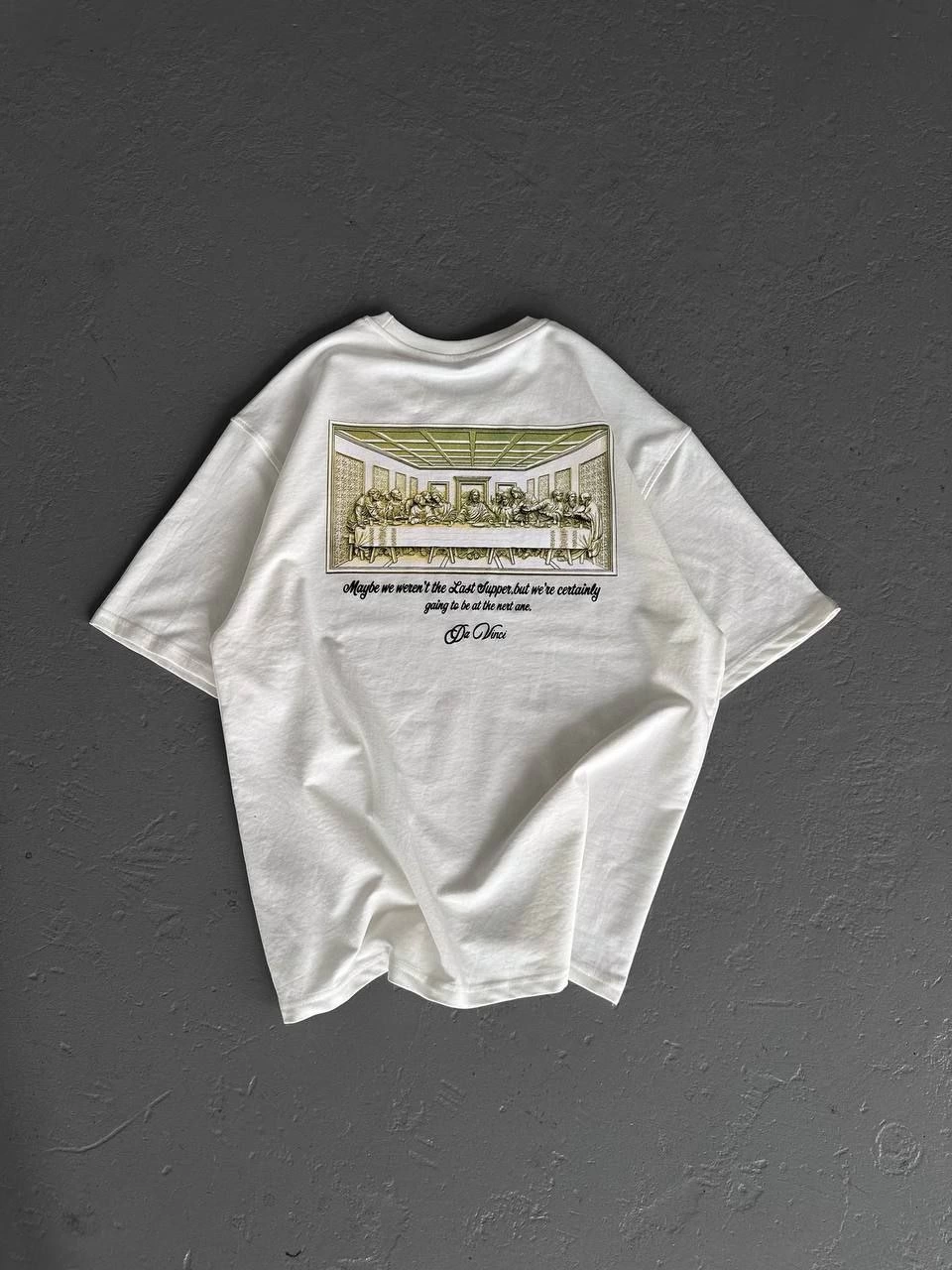 Kadın Baskılı T-Shirt Kısa Kol Bisiklet Yaka Ovarsize Rahat Kalıp Günlük Tişört - Beyaz