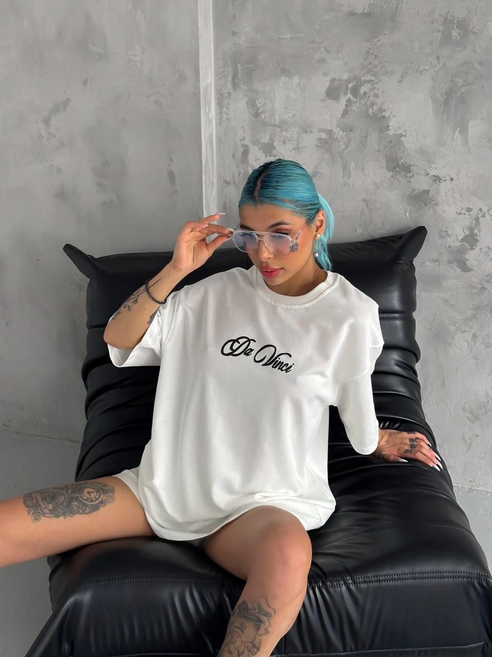 Kadın Baskılı T-Shirt Kısa Kol Bisiklet Yaka Ovarsize Rahat Kalıp Günlük Tişört - Beyaz
