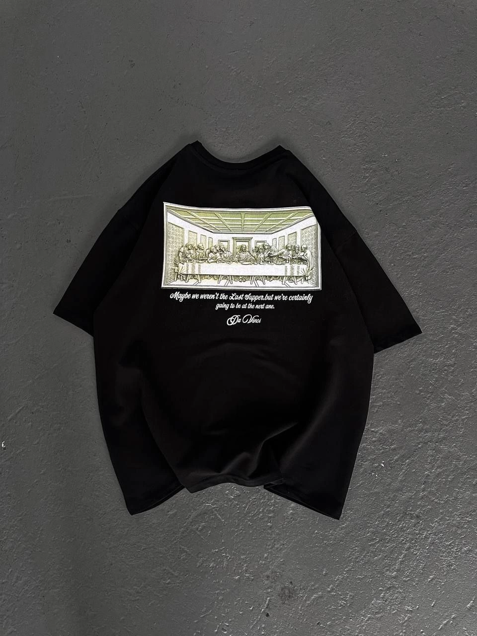 Kadın Baskılı T-Shirt Kısa Kol Bisiklet Yaka Ovarsize Rahat Kalıp Günlük Tişört - Siyah