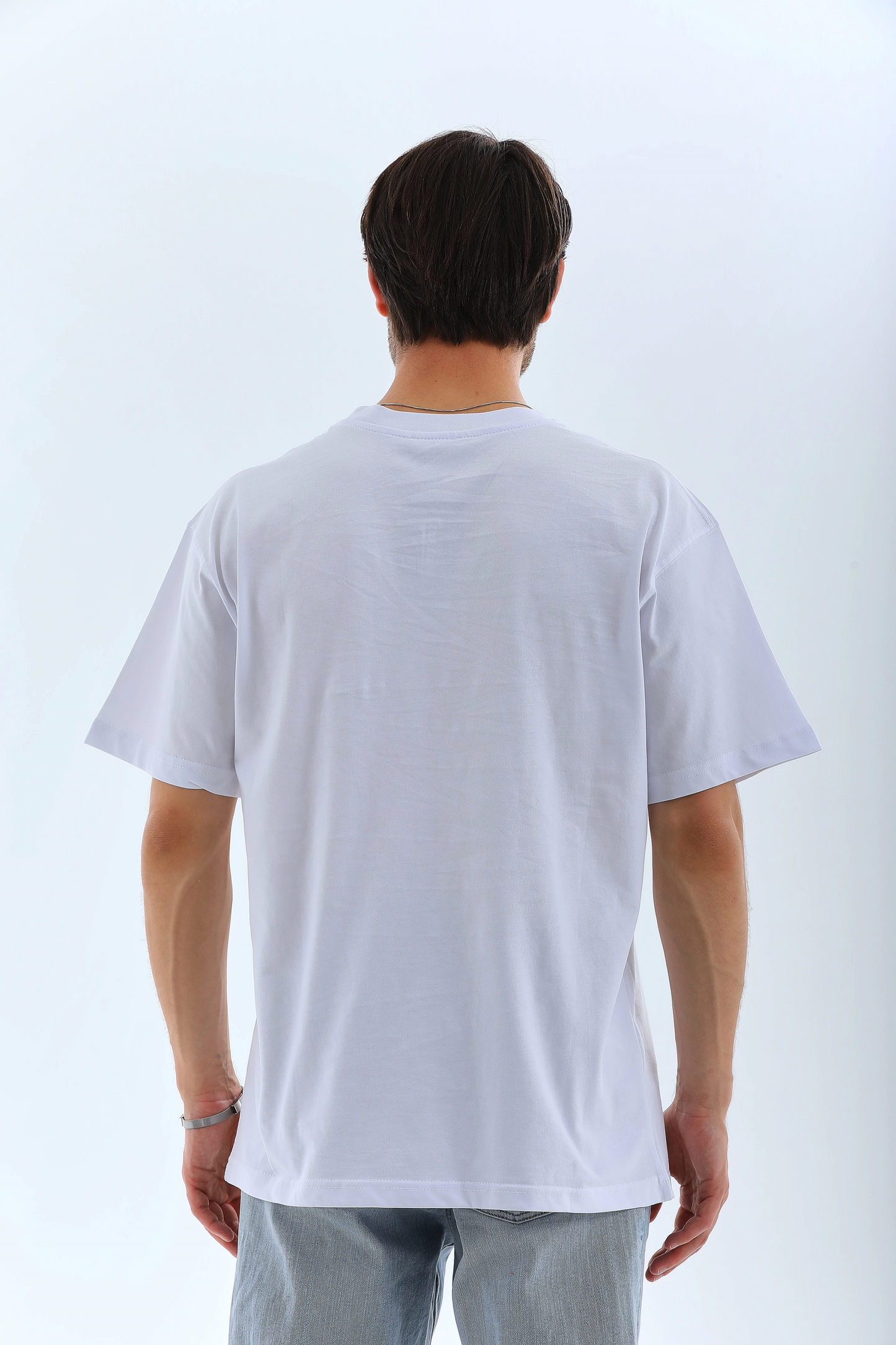 Erkek Düz Yazlık Kısa Kol Tişort Bisiklet Yaka Ovarsize T-Shirt -  Beyaz