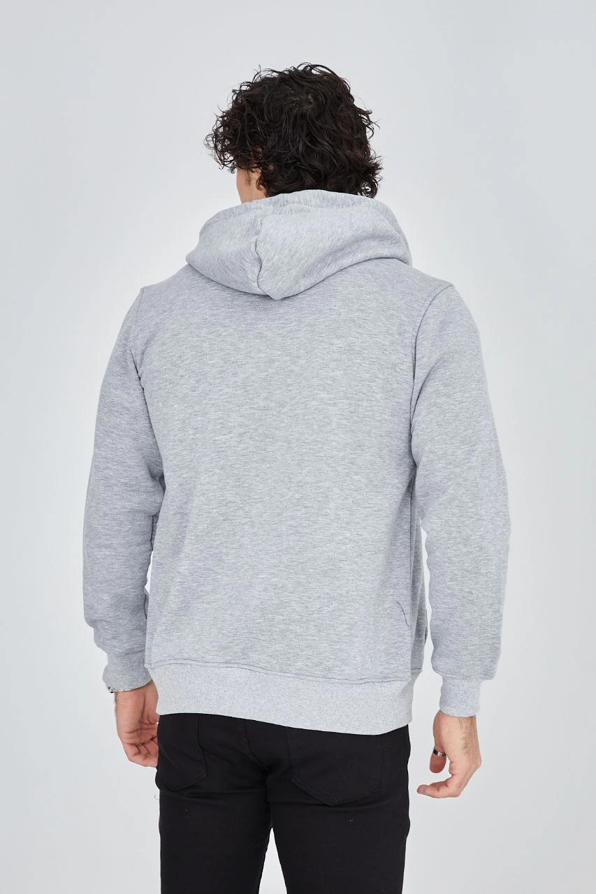 ERKEK Tam Fermuarlı Kapşonlu  SweatShirt - Gri