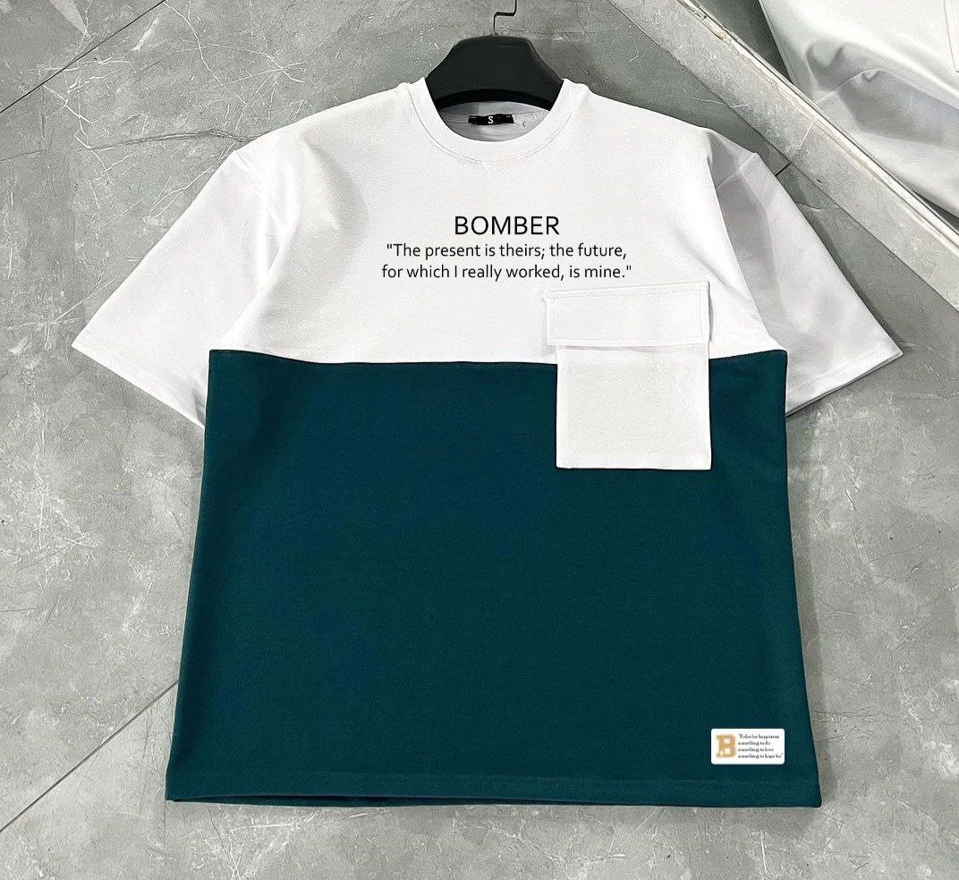 ERKEK Torba Cep Detaylı  Parçalı T-Shirt - Lacivert