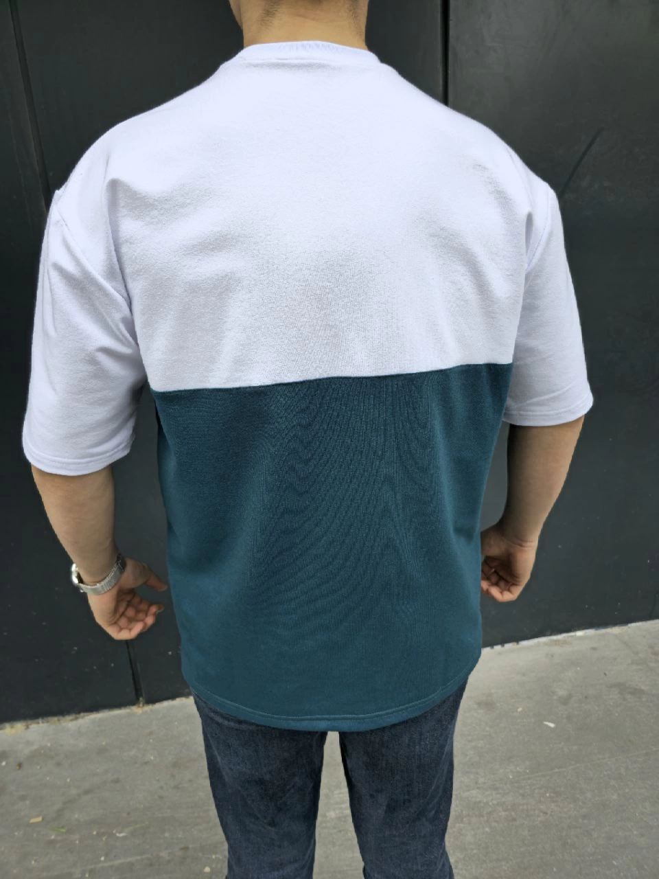 Erkek Torba Cep Detaylı Parçalı T-Shirt - Lacivert