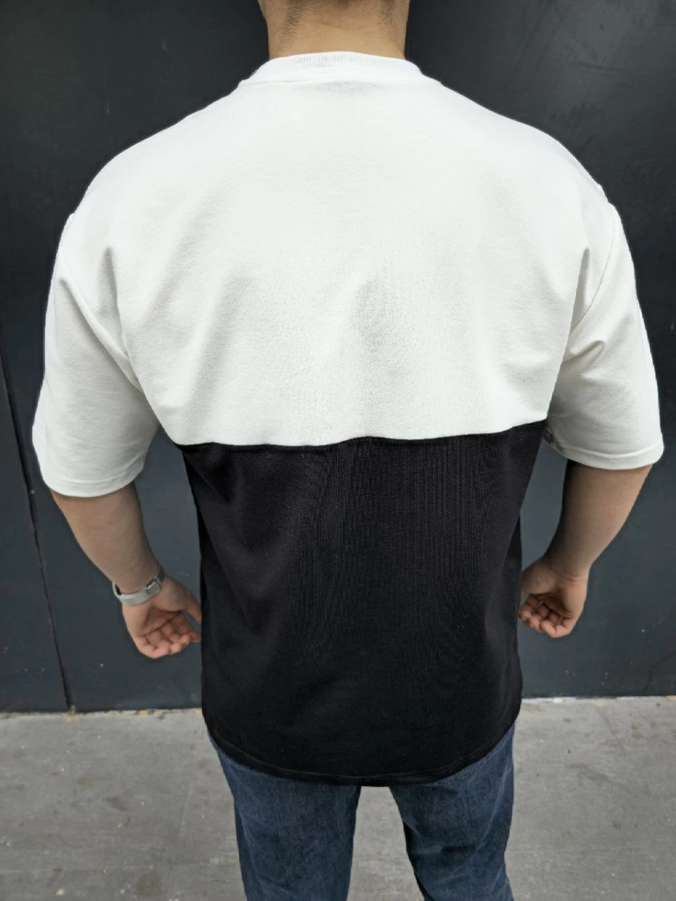 Erkek Torba Cep Detaylı Parçalı T-Shirt - Siyah