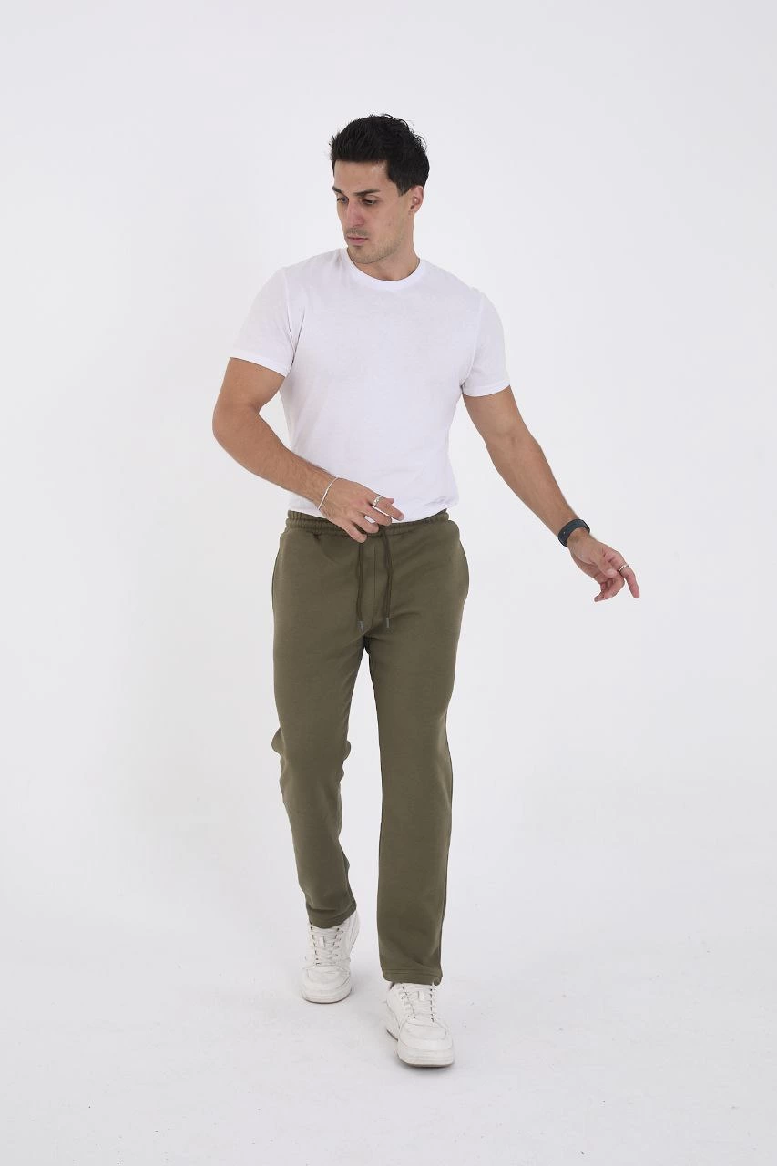 Erkek Üç İplik Basic Eşofman Pantolon - Haki