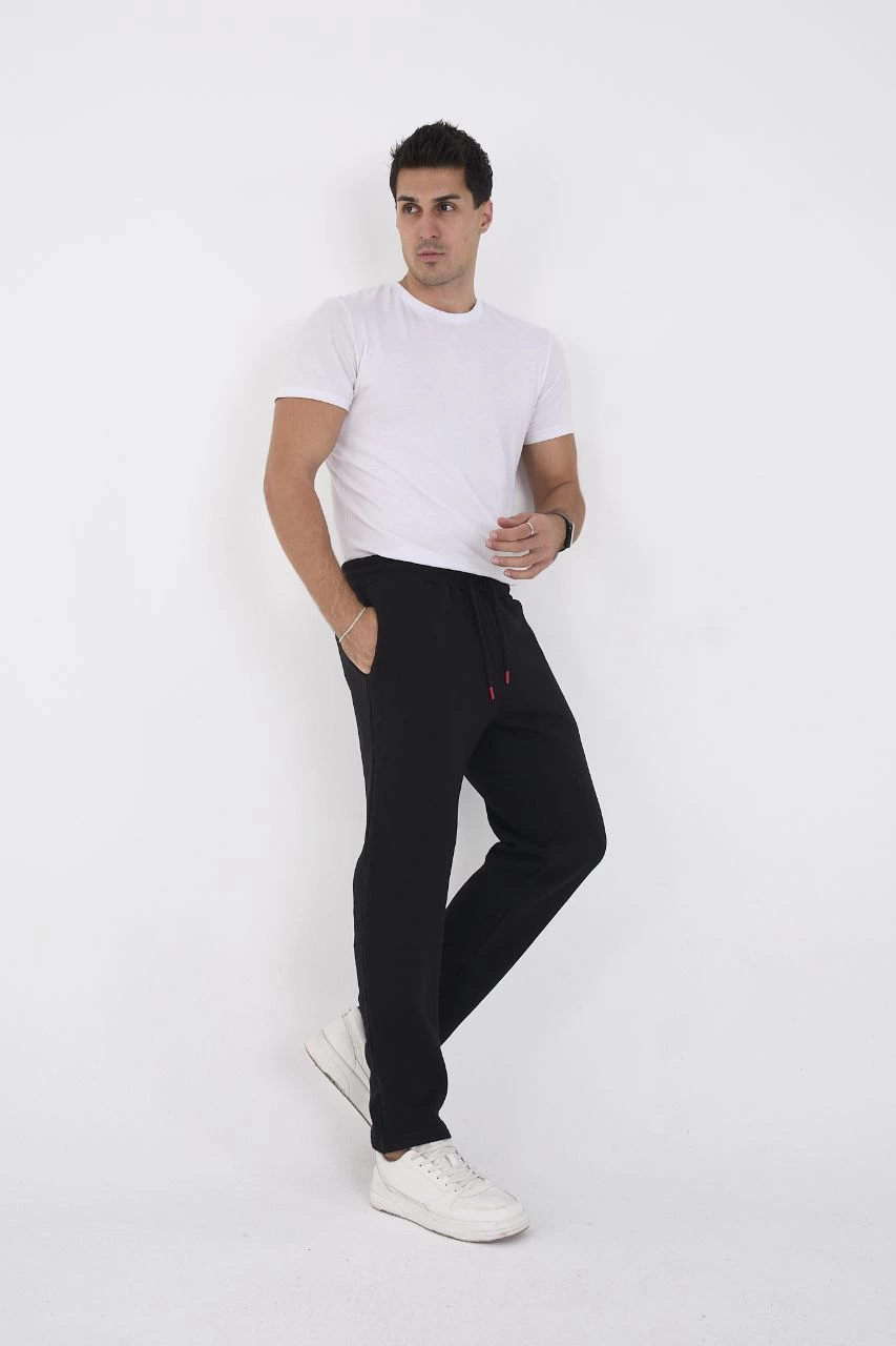 Erkek Üç İplik Basic Eşofman Pantolon - Siyah