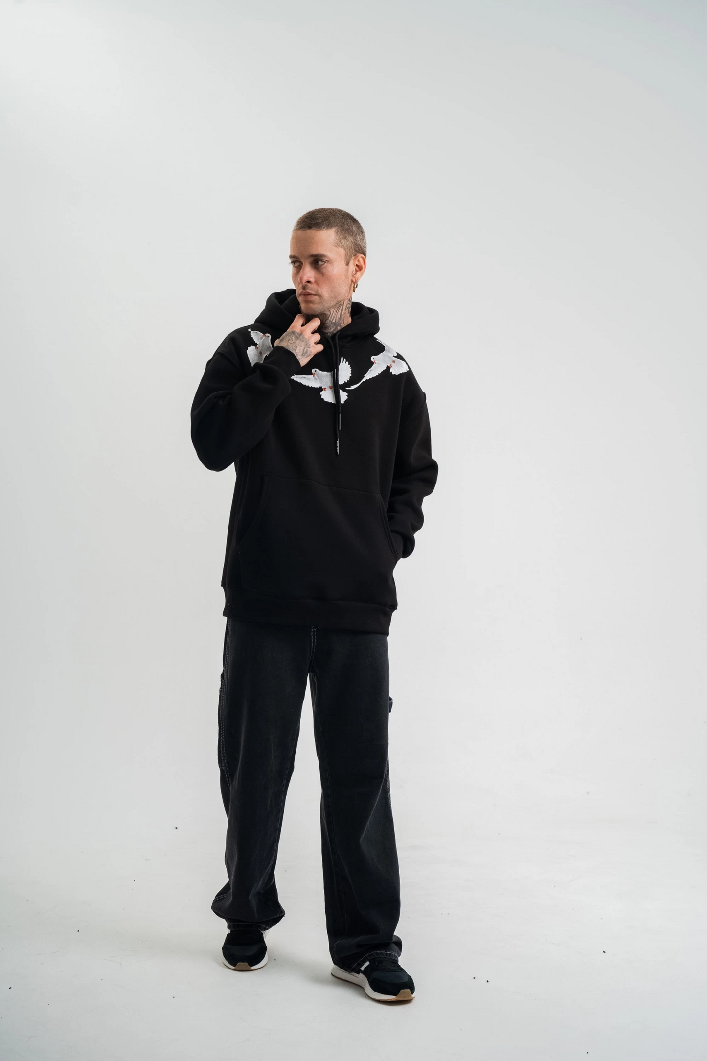 ERKEK Uzun Kol Bisiklet Yaka Yıkamalı SweatShirt - Siyah