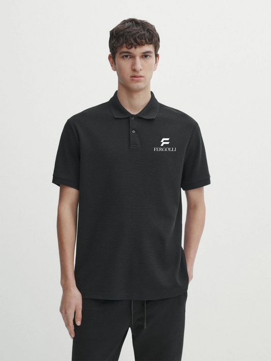 Erkek Pike Yakalı Tişort Düğmeli  Baskılı T-Shirt - Beyaz